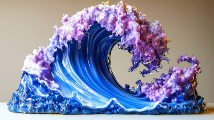 Wall Mural - Dynamic Glass Wave Sculpture: Modern Home Decor