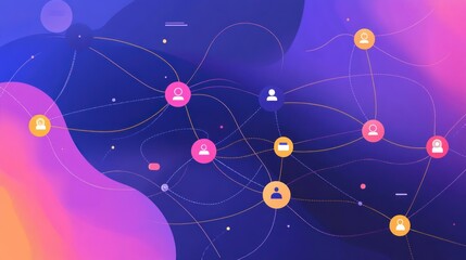 Poster - Global network connection, digital abstract background, online communication, website design