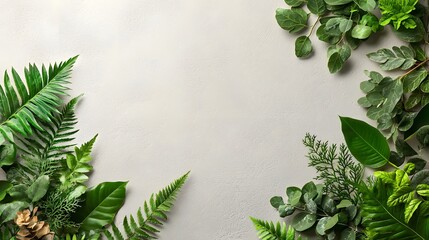 Wall Mural - Lush green foliage with vibrant tropical leaves in natural environment  Variety of exotic plant life and vibrant greenery in botanical garden or forest setting