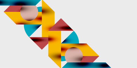 Poster - Modern abstract background featuring circles, lines, and triangles in a dynamic geometric composition. Perfect for stylish, tech, or creative-themed designs