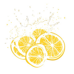 Poster - A stylized illustration shows lemon slices with a water splash showcasing a vibrant and refreshing image.