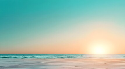 Poster - Stunning sunset view over the calm open ocean with glowing horizon and mirrored water  Tranquil serene and peaceful coastal landscape
