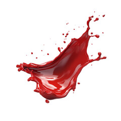 Aufkleber - A vibrant red liquid dynamically splashes against a stark white background creating a visually striking abstract image.