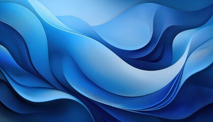 Poster - abstract blue waves with soft gradients create serene background