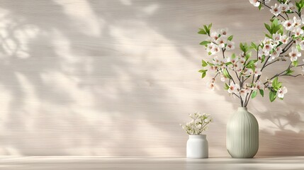 Poster - Delicate spring floral bouquet in a minimalist interior decor setting with soft lighting and natural shadows  Peaceful and serene atmosphere with a tranquil elegant and feminine feel