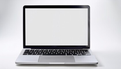 Poster - sleek laptop with blank screen and aluminum body on white background, perfect for showcasing designs or presentations