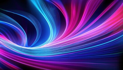 Poster - Vibrant neon wave background with swirling shades of blue, pink, and purple, glowing with energy and movement