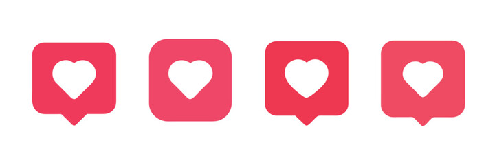 Social media heart icons likes and notifications for ui/ux button, symbols