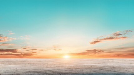 Poster - Stunning sunset scene with the sun sinking below the calm serene ocean horizon casting a warm glow across the sky and reflecting on the still water below  Dramatic