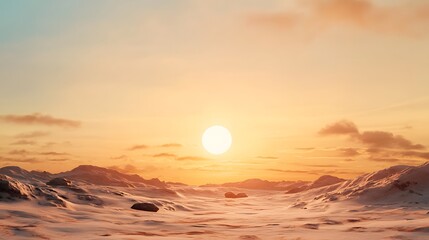 Poster - Breathtaking sunset scenery with dramatic orange and red hues lighting up the calm ocean waves gently lapping at the peaceful sandy shoreline
