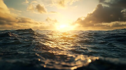 Poster - Breathtaking sunset seascape with dramatic clouds shimmering waves and a glowing horizon  Serene and peaceful natural landscape scene