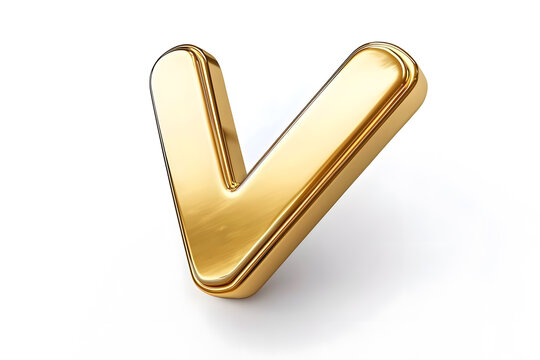 3d Golden check mark sign isolated on white background