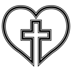 Poster - Heart with Cross Icon, heart cross love faith religion Christianity