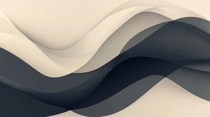 Poster - Beige and gray waves flowing, abstract background, digital art, website design