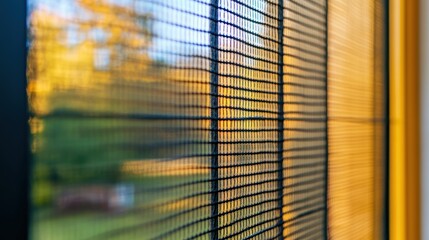 Abstract Close-up of Mesh Screen with Golden Light.