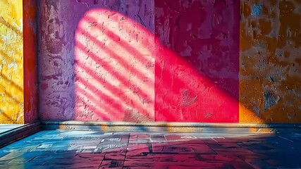 Poster - Vibrant Room with Colorful Walls and Sunlit Floor
