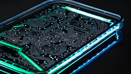 Poster - Exploring innovative circuit board designs with glowing elements for technology enthusiasts