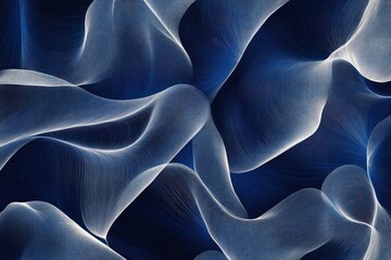 Poster - Abstract blue fabric wave texture background design