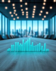 Poster - Digital Graph Bars Representing Data in Modern Conference Room