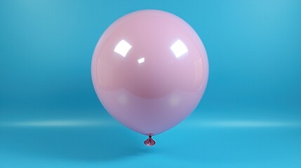 Poster - Pale Pink Balloon Floating on Light Blue Background