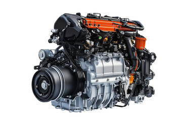 Powerful Automotive Engine Close Up Isolated on transparent Background