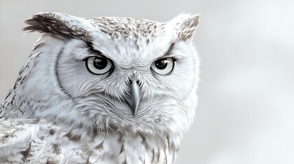 Wall Mural - Majestic snowy owl portrait, intense gaze, blurred background, wildlife photography