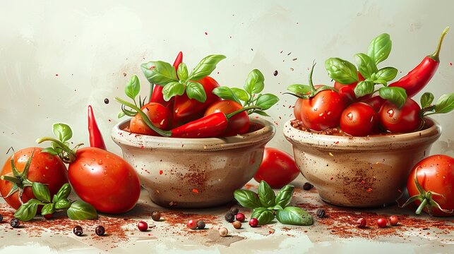 A chili recipe competition reveals secrets in this flat design culinary showdown illustration