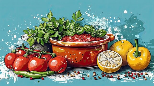 A chili recipe competition reveals secrets in this flat design culinary showdown illustration