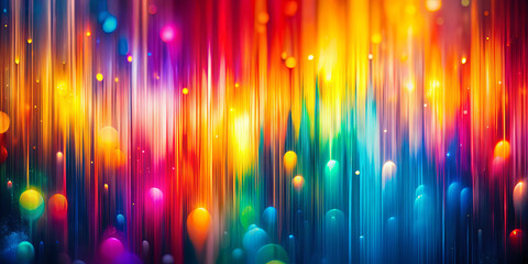 Poster - An explosion of colors fills the space with vertical lines and orbs, creating a dynamic and engaging backdrop. The bright hues evoke feelings of excitement and joy