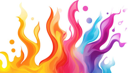 Poster - A vibrant abstract image depicts stylized flames in a spectrum of flowing colors, creating a dynamic and energetic visual.