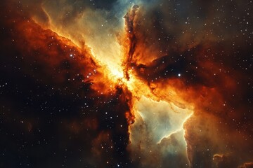 fiery nebula cosmic explosion, space background, astronomy