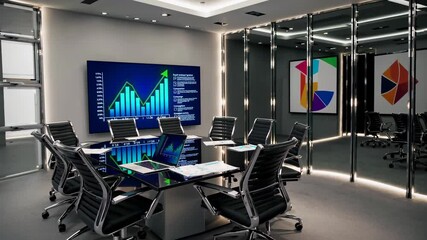 Aufkleber - Innovative office meeting space showcasing modern design and advanced technology for team collaboration