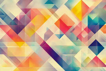 Poster - colorful abstract design with a lot of different shapes and colors. The design is made up of squares and triangles, and it has a lot of different shades of blue, red, yellow, and green