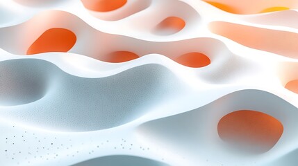 Poster - abstract artistic representation of fluid shapes and organic patterns in soft white and orange tones