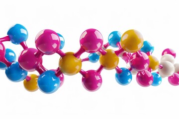 Poster - 3d rendering of a colorful molecule structure floating on a white background