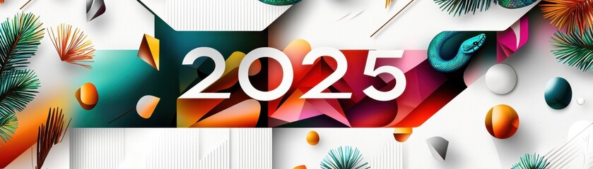 Poster - Dynamic Geometric Design Featuring Snake Illustrations and Colorful Elements for Contemporary Visual Projects