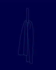 Fototapete - Blue background with a towel is hanging from a string. The object is a towel