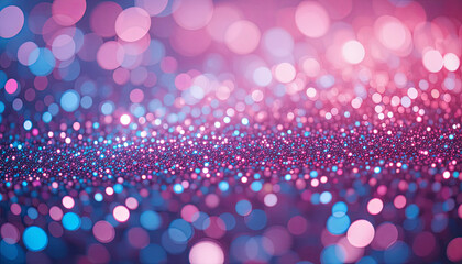 Poster - An array of vibrant sparkles in pink and blue hues fills the frame, creating a mesmerizing, dreamy atmosphere that captivates with light reflections and depth