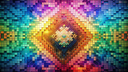 Poster - A vibrant artwork features 3D cubes in an array of colors, arranged in a diamond pattern. The geometric design captivates with its mesmerizing blend of hues and symmetry