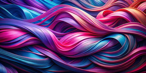 Poster - Colorful waves intertwine and flow in a harmonious abstract display, showcasing vibrant shades of pink, purple, and blue. The artwork creates a sense of movement and energy throughout