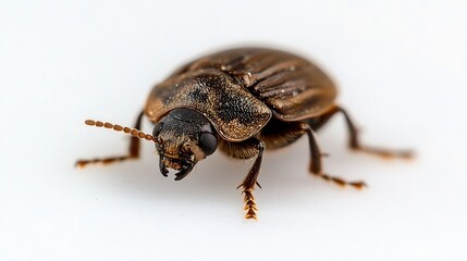 Poster - Detailed Closeup of Brown Beetle on White Background for Entomology and Macro Photography : Generative AI