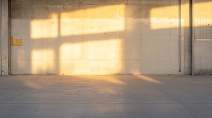 Aufkleber - Concrete Wall with Dramatic Sunlit Shadows Creating Artistic Patterns : Generative AI