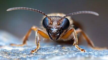 Aufkleber - Close Up of Prepared Wasp Showing Strong Mandibles and Detailed Head Features in Nature : Generative AI