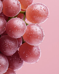 Aufkleber - An artistic macro shot of dew-covered grapes glistening in the early morning sunlight,