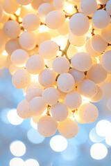 Poster - A dreamy photograph of grapes illuminated by soft fairy lights, creating a magical and enchanting atmosphere perfect for evening settings,