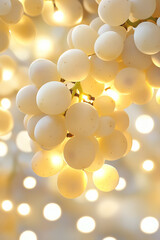 Poster - A dreamy photograph of grapes illuminated by soft fairy lights, creating a magical and enchanting atmosphere perfect for evening settings,