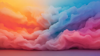 Poster - A dreamscape featuring a cityscape melting into colorful clouds and abstract forms, capturing the fluid and unpredictable nature of hallucinations,