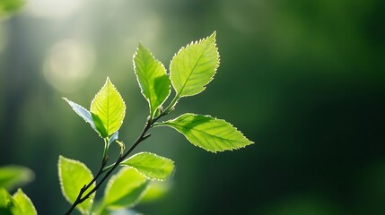 Poster - Fresh Green Leaves in Soft Morning Light Signifying Natural Growth and Renewal : Generative AI