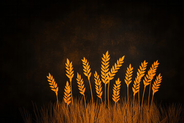 Poster - A high-contrast studio image of wheat with shadows cast by directional lighting, creating a dramatic and artistic effect,