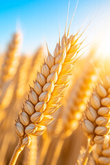 Aufkleber - A serene photograph of a sunflower field with ripe grains ready for harvest, captured during the golden hour to enhance the warm and inviting atmosphere,